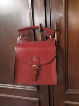 Tas tangan Dari kulit kambing asli india warna merah bata