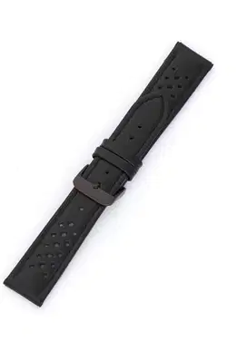 Hadley Roma Men Genuine Calfskin Leather 20mm Watch Band MS-755 Black