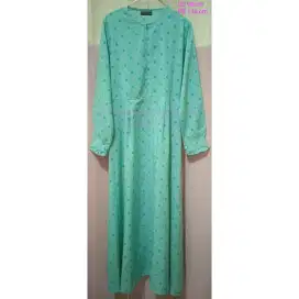 gamis preloved mint polka cressendo ladies 1x pakai mumer