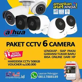 Paket CCTV 6 Camera Dahua 2mp Lengkap Plus Pasang