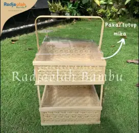 kotak Bambu 2 susun anyaman Trumtum dengan tutup mika
