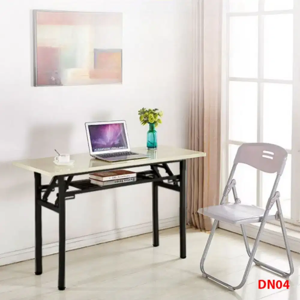 taffhome meja kayu belajar laptop lipat foldable 120x40cm double layer