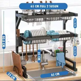 Rak piring di atas Wastafel UK 65 cm 2 susun