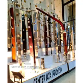 Railing Kayu Asli Kombinasi Stainless