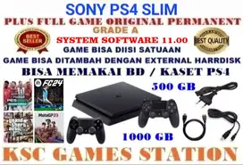 PS4 SLIM ORIGINAL FW 500 GB VOID + 2 Stik + Full Game Ori Permanen