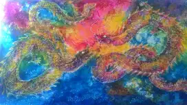 LUKISAN BATIK TULIS THE KINGS DRAGON (100% NEW ORIGINAL)