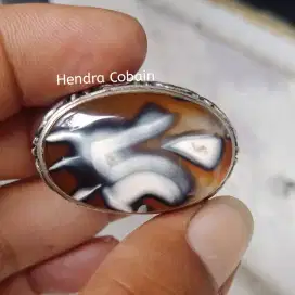 Natural Batu Cincin Gambar Angka 5 Antik