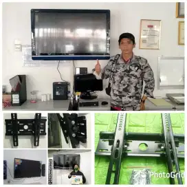Hasil pasang Breket led lcd tv universal