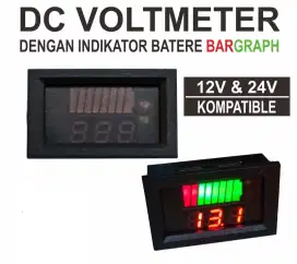Voltmeter Indikator Aki Accu 12V Pengukur Tegangan DC Level Baterai