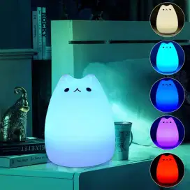 Lampu tidur LED model kucing 7color rechargeable