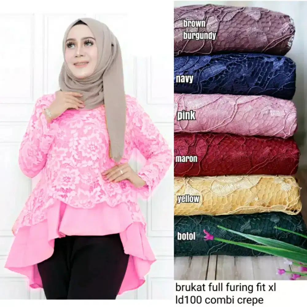 Dress Tunik Brukat warna Pink.BARANG BARU,REAL PICT