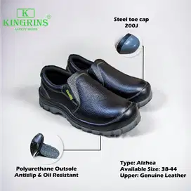 Sepatu safety proyek ujung besi merk Kingrins tipe slip on / Alzhea