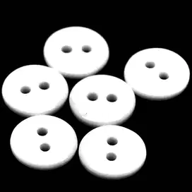 10 Pcs Kancing Resin Putih 11mm 1.1cm 2 Lubang Pakaian Kemeja Baju Hem
