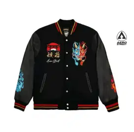 Varsity Jacket Aerostreet Hannya Mask Hitam - Size M & L