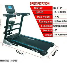 TREADMIL ELEKTRIK  3 FUNGSI TL121