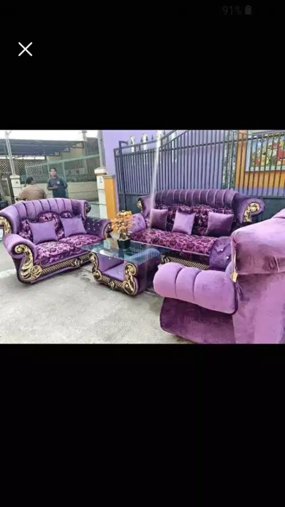 Sofa BIG JAGUAR type 321 FULL BLUDRU + meja kaca
