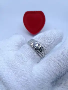 Cincin wanita silver adjustable zircon studded