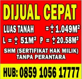 Dijual Cepat Sebidang Tanah SHM, Harga diatas /Mtr. Nego Tipis