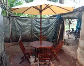 Meja taman jati,meja cafe outdoor,meja payung cafe,kursi cafe