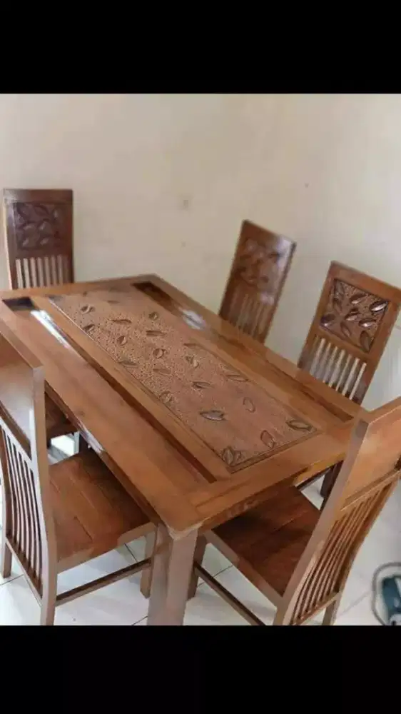 Meja Makan Minimalis 6kursi Motif GRATIS KIRIM