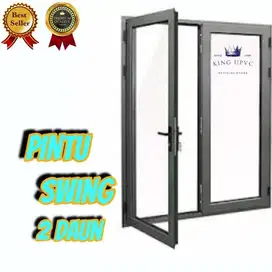 Pintu upvc swing 2 daun putih