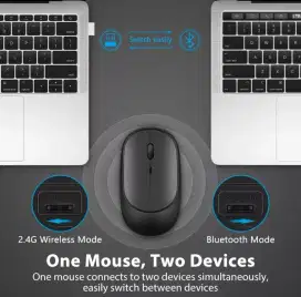 Mouse Wireless Bluetooth 2 In 1, Mouse Portabel Ultra-tipis Senyap