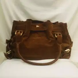 Tas Preloved Bxrberry Brown Suede Shoulder Bag