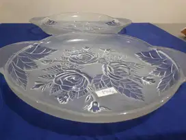 Round Serving Plate (P-122) 2pcs Piring Saji Bulat Bening 3D Mawar