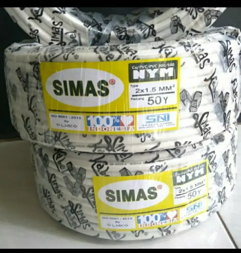 Kabel 2x1,5 NYM SIMAS Full tembaga murni SNI