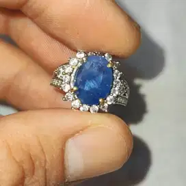 Cincin Wanita Batu Natural Blue Sapphire Srilanka 5cts up - Blue Safir