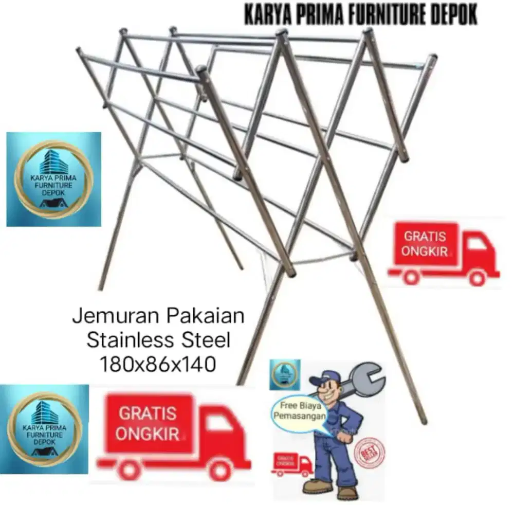 Jemuran Pakaian Stainless Steel kuat & awet spesial 580rb free ongkir.