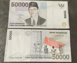 DIJUAL uang kertas Jadul 50.000 gambar Wage Rudolf Soepratman thn 1999