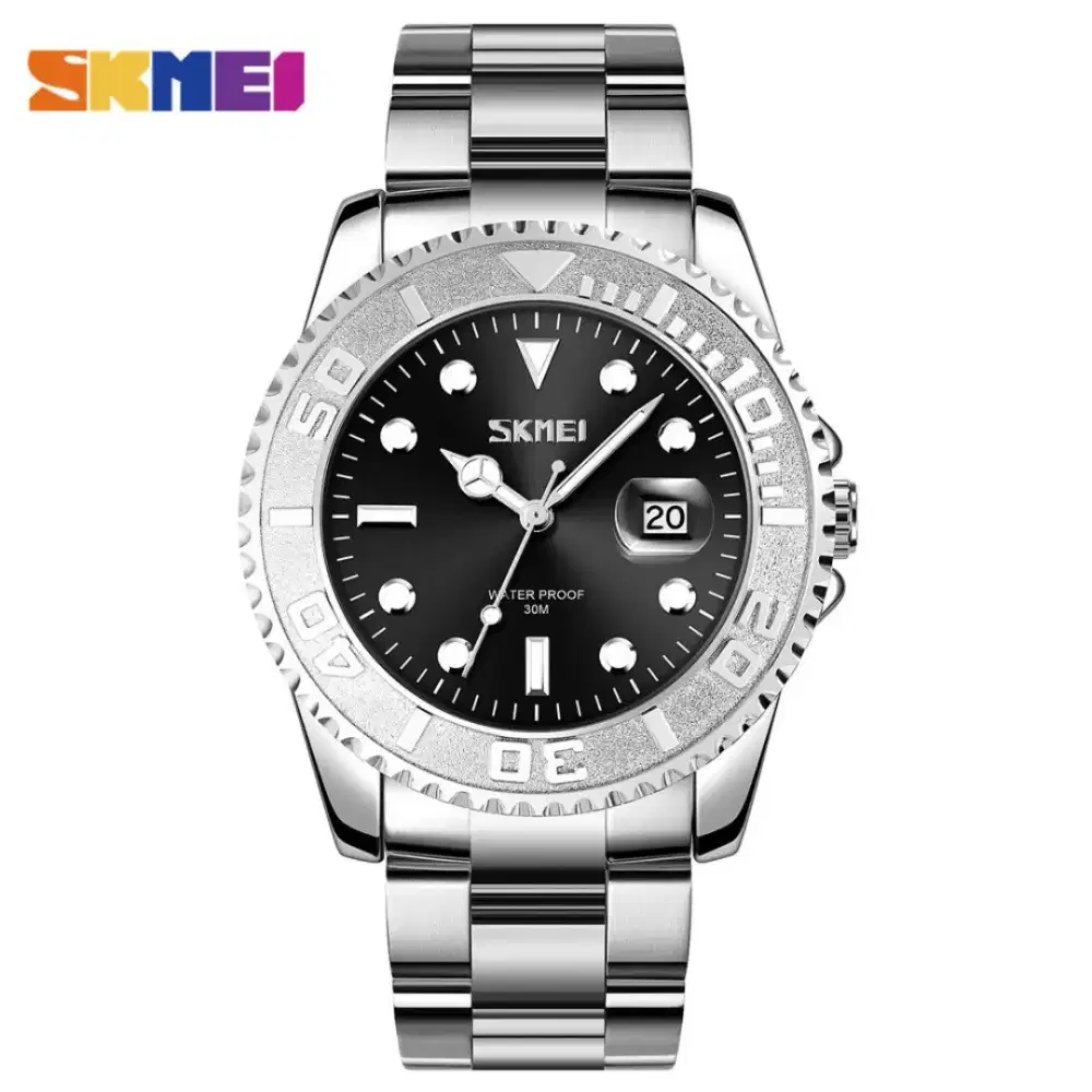 skmei jam tangan analog pria  strap stainless steel