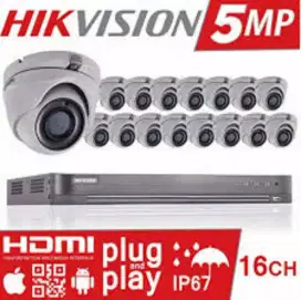 Paket lengkap 16 kamera cctv Hikvision 5Mp Gratis pasang terima beres