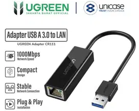 Cable Adapter USB A 3.0 to LAN Gigabit/RJ45 UGREEN Fast Ethernet Port