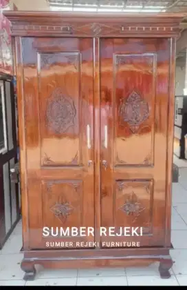 LEMARI KAYU JATI JUMBO 2 PINTU