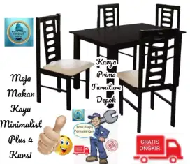 Meja Makan Kayu Minimalist plus 4 Kursi kuat awet1.350.000free ongkir