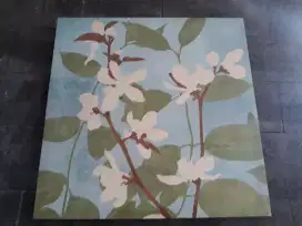 lukisan canvas anggrek putih  size 50 x 59 cm