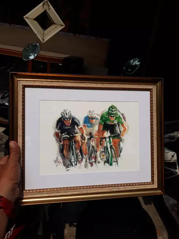Antik vintage lukisan water colour on paper karya pelukis australia