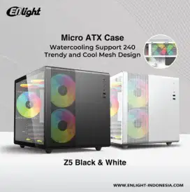 Casing Pc Enlight Z5 MAtx tempered glass free fan RGB rakit com gaming