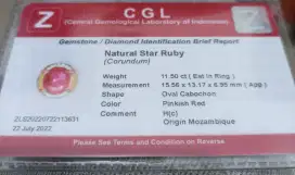 Jual batu cincin ruby star mozambik