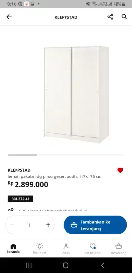 Lemari kleppstad pintu geser ikea