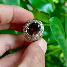 Cincin Batu Permata Natural RED GARNET Asli