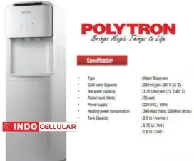 DISPENSER GALON BAWAH POLYTRON PWC-600 LOW WATT ( KHUSUS MEDAN/INSTANT