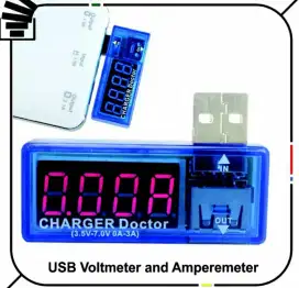 Charger USB Doctor Biru Voltmeter alat ukur Amperemeter Tester Digital