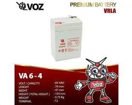 Aki Baterai Kering VOZ Battery 6V 4Ah AGM