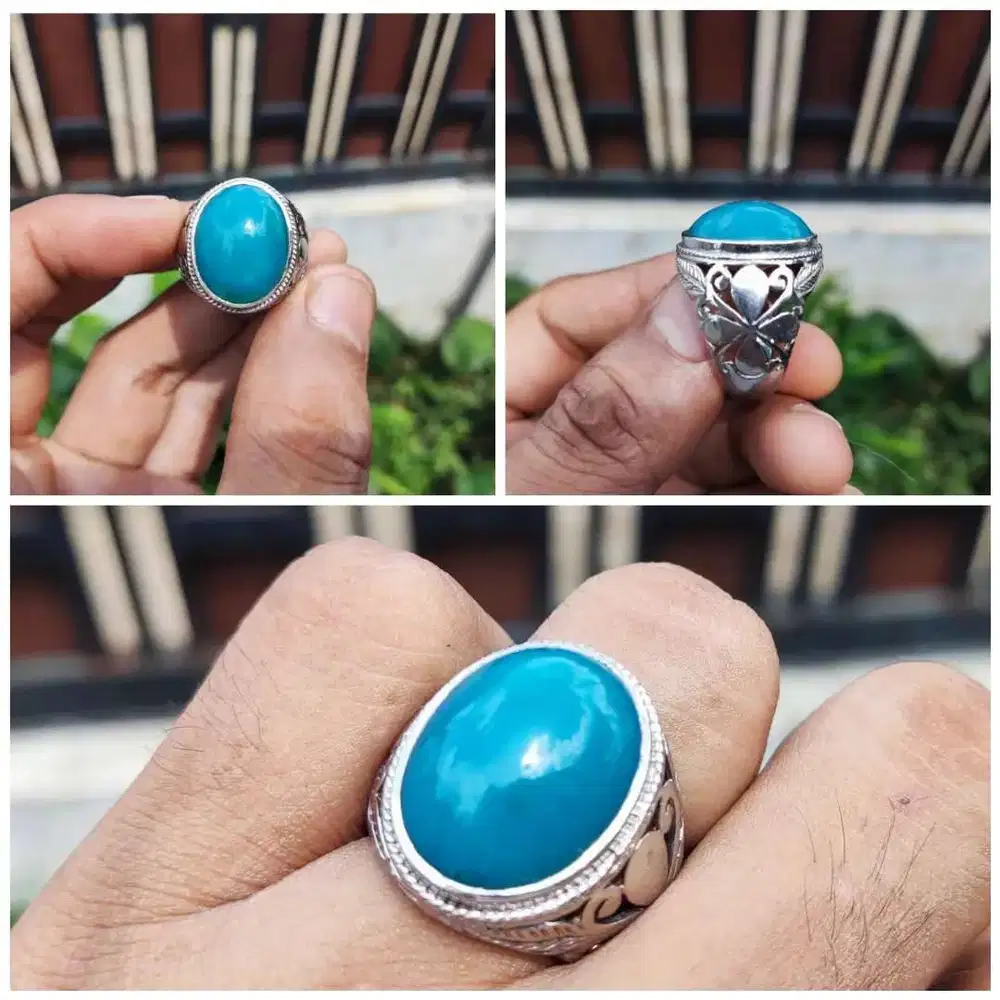 Cincin Batu Bacan Doko Majiko Natural Ring Perak Chrome Mahar/Barter
