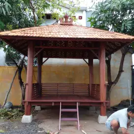 Pembuatan Saung Gazebo Murah Berkualitas/ Saung Gazebo Kayu dan Bambu