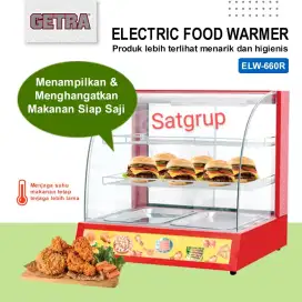 Showcase Penghangat makanan ayam/elekrik display food warmer getra