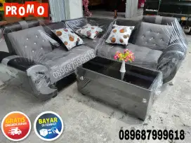 Sofa Sudut Kancing - PROMO MEI - Ready - Gratis Ongkir Jogja - COD PCB